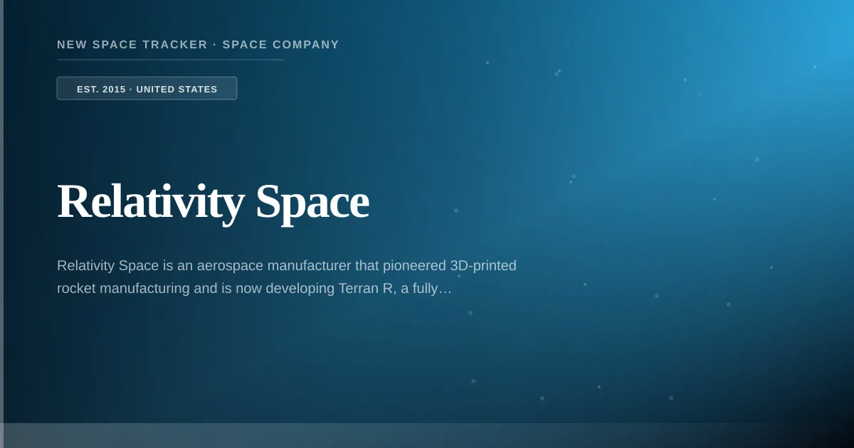 Relativity Space — United States Space Company: Profile, Funding ...