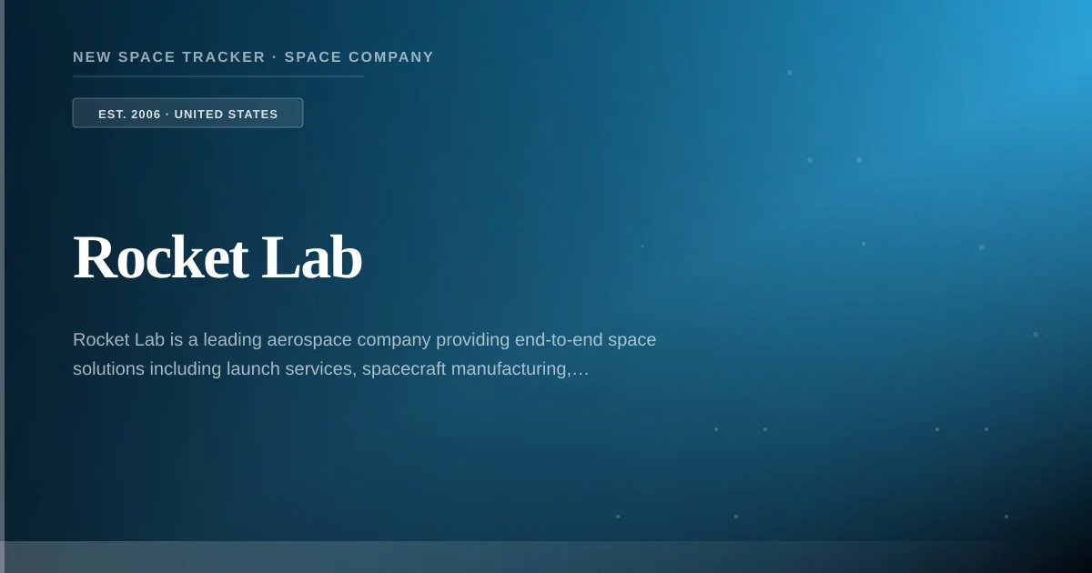 Rocket Lab — United States Space Company: Profile, Stock, Funding & News